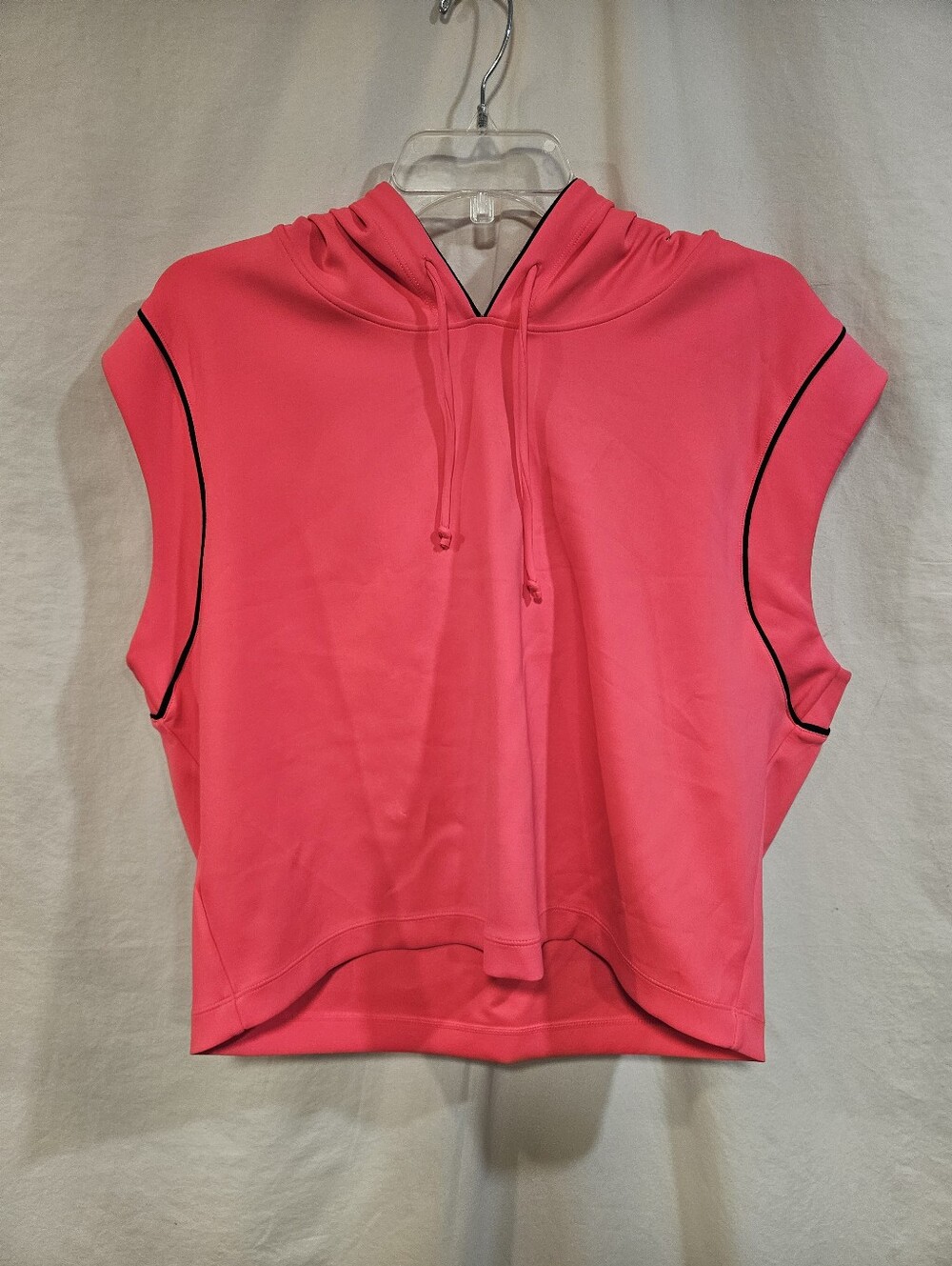 ZYIA Hot Pink Sleeveless Hoodie with Black Piping